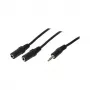 LogiLink audionjakokaapeli, 3,5 mm stereo-uros 2x 3,5 mm stereo-naaras, musta, 0,2 m