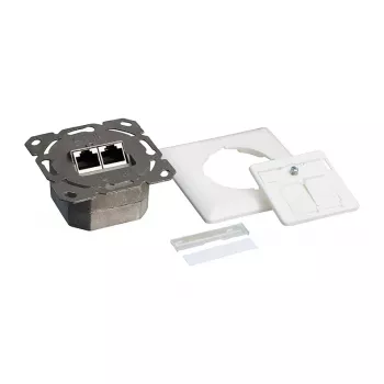 Logilink Cat.6 seinäpistorasia 2xRJ45 STP, vaakasuora, signal white