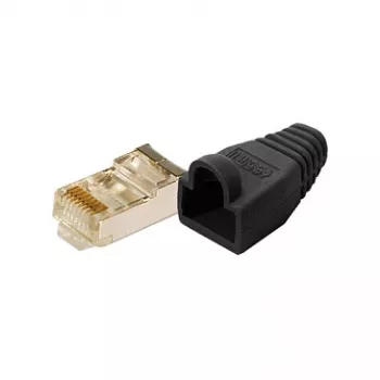 LogiLink Cat5e RJ45 modulaariliitin, suojattu (8P8C), musta – 100 kpl:n pakkaus