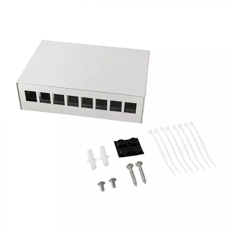 Logilink Consolidation Point Box 8-porttinen, pöytä-/seinä-/DIN-kiskoasennus, harmaa