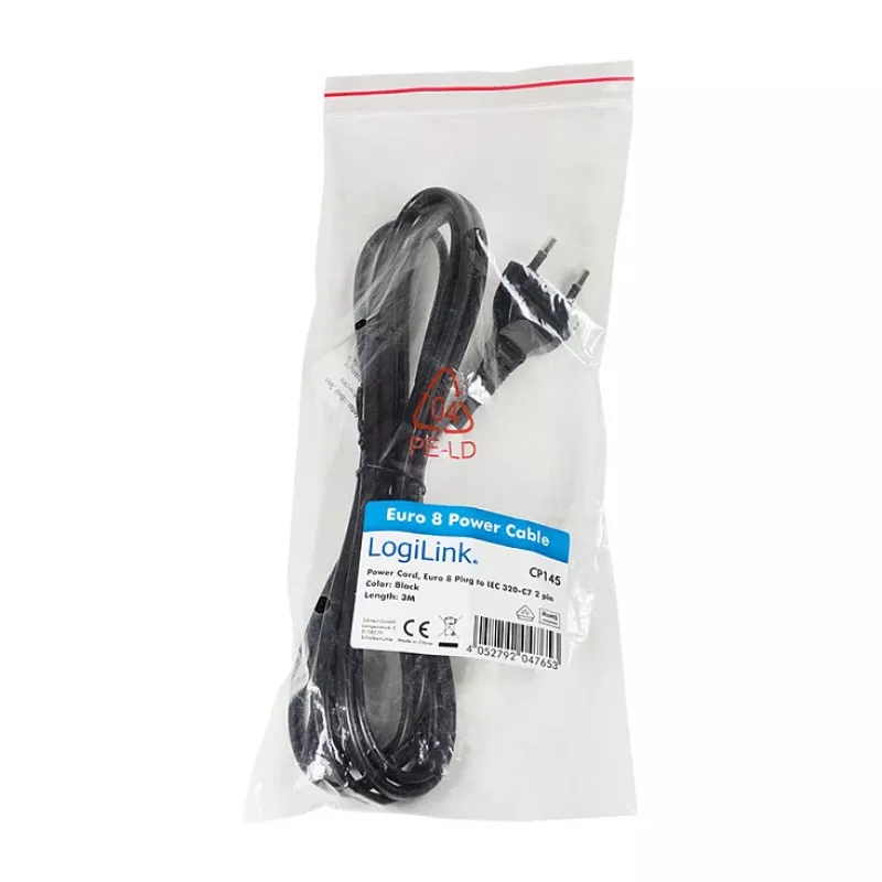 LogiLink CP145 virtajohto euro-pistoke IEC C7 1,8 m musta