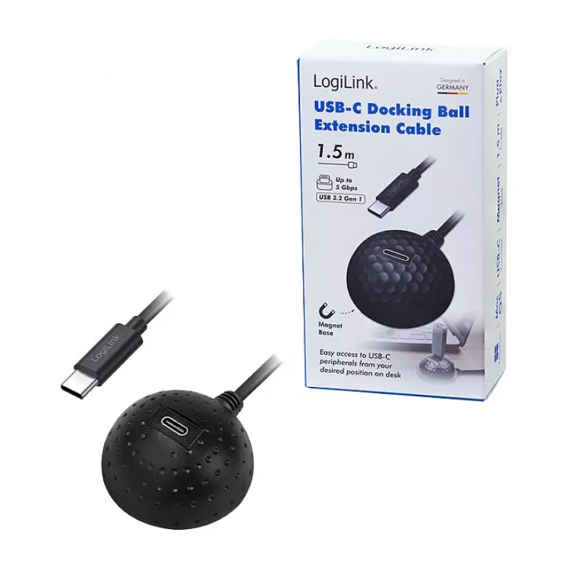 LogiLink CU0099 USB 3.2 Gen1 Type-C uros-naaras jatkokaapeli, 5 Gbit/s, musta, 1,5 m