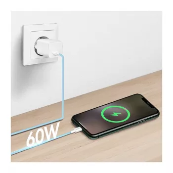 LogiLink CU0329 USB 2.0 Type-C -kaapeli, A/M - C/M, 480 Mbps, 60W, nailon, sininen, 0,5 m