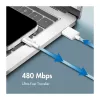 LogiLink CU0329 USB 2.0 Type-C -kaapeli, A/M - C/M, 480 Mbps, 60W, nailon, sininen, 0,5 m