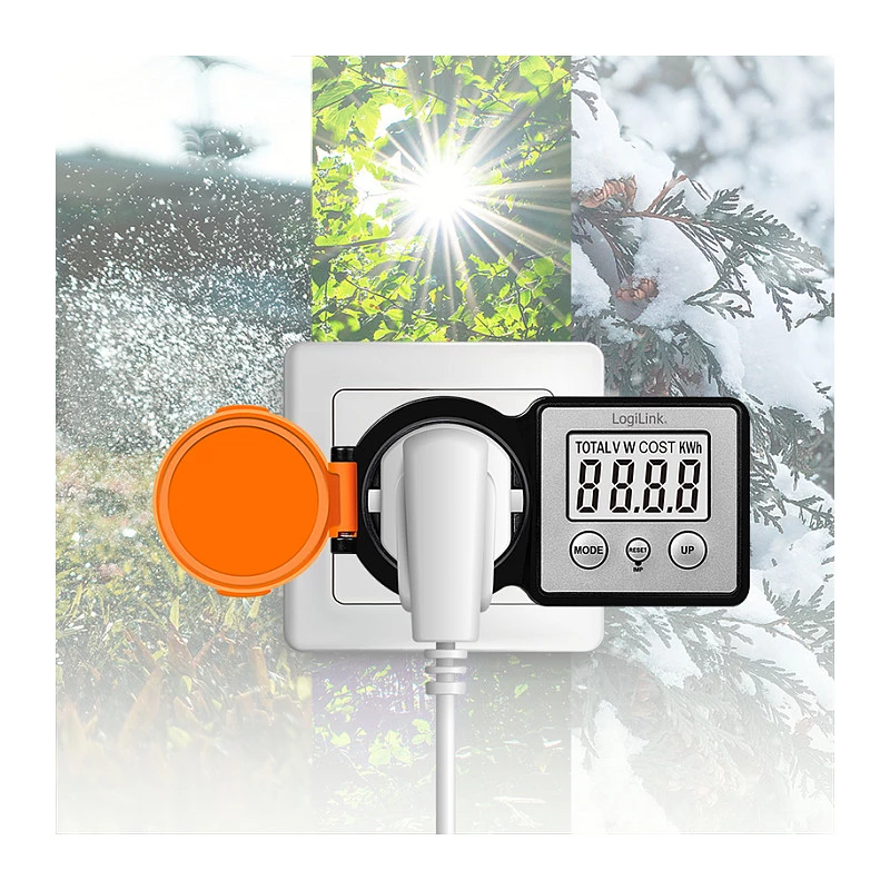 LogiLink Energiankulutusmittari ulkokäyttöön, LCD-näyttö, musta/oranssi