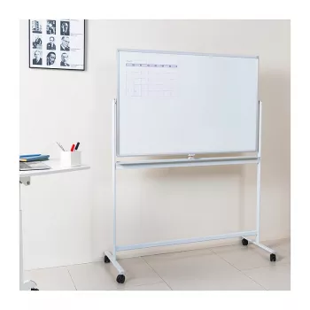 LogiLink EO0064 kannettava kaksipuolinen valkotaulu, magneettinen teräs, alumiinikehys, 120x80 cm, valkoinen/hopea