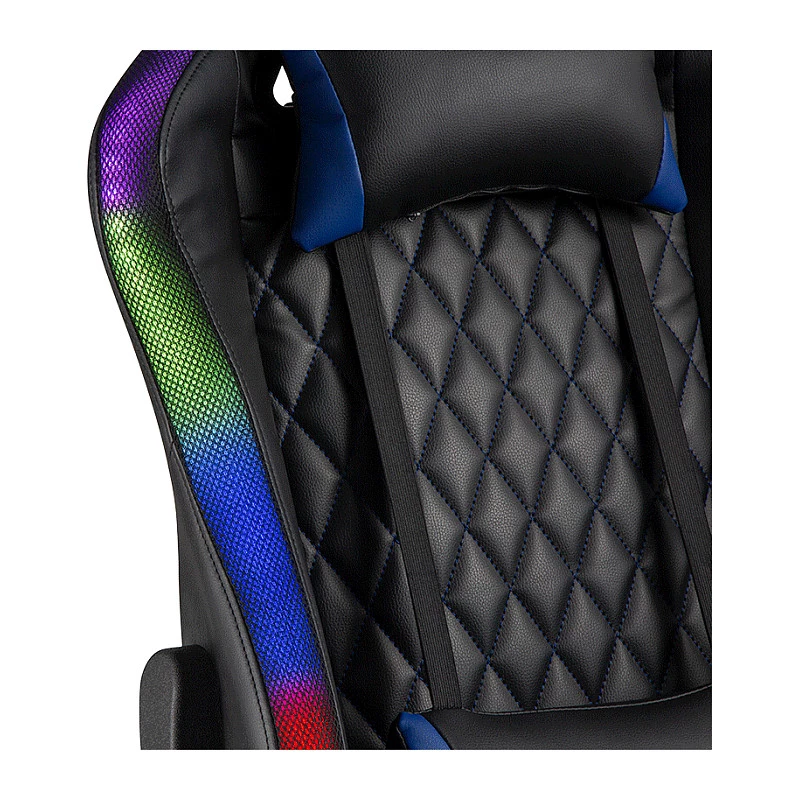 LogiLink EO0076 pelituoli RGB-valaistuksella, lannerangan tuki, musta/sininen