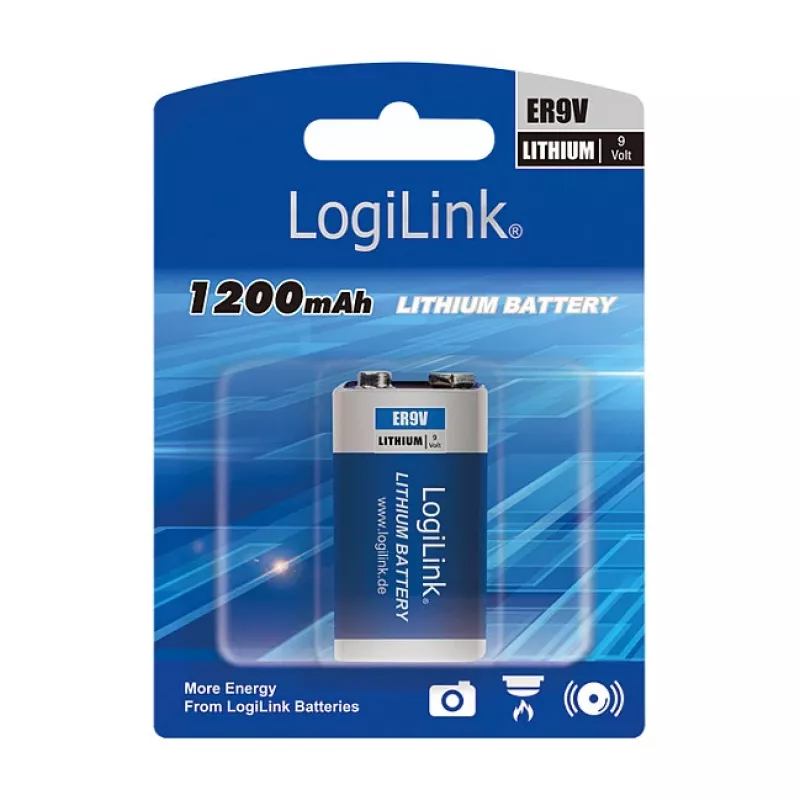 LOGILINK ER9VLIB 9V litiumparisto (1 kpl:n pakkaus, blisteri) – 1200 mAh, ei ladattava, PP3