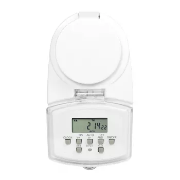 LOGILINK ET0008 ulko-digitaaliajastin - IP44, 10 ON/OFF-ohjelmaa, 16A/3680W, Schuko (tyyppi F), musta/harmaa