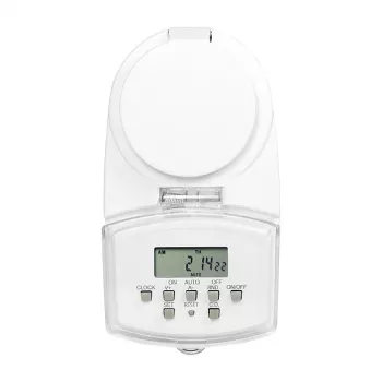 LOGILINK ET0008 ulko-digitaaliajastin - IP44, 10 ON/OFF-ohjelmaa, 16A/3680W, Schuko (tyyppi F), musta/harmaa