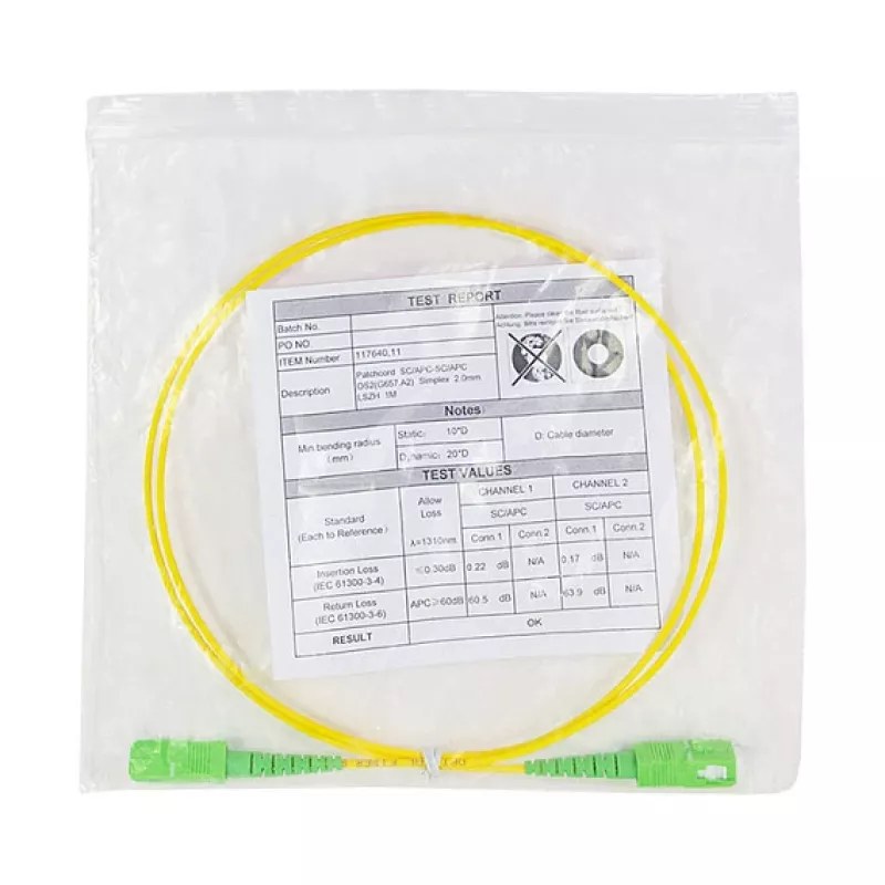 LogiLink kuitu-patchkaapeli – simplex, OS2 SM G.657.A2, SC/APC - SC/APC, 1 m, keltainen