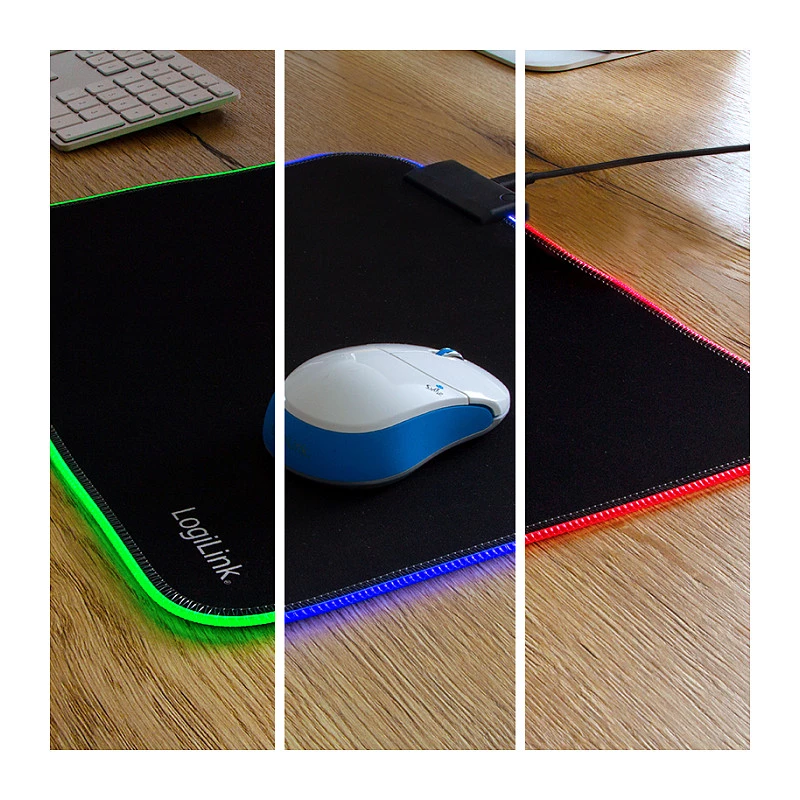 LOGILINK ID0183 pelihiirimatto RGB LED -valaistuksella, 350x260mm, 3mm pehmeä, musta