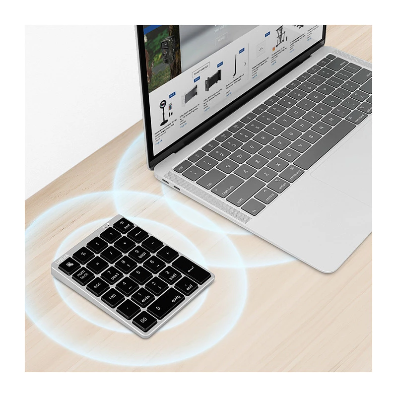 LogiLink ID0212 langaton numeronäppäimistö, 28 näppäintä, Bluetooth 5.0, Space Grey