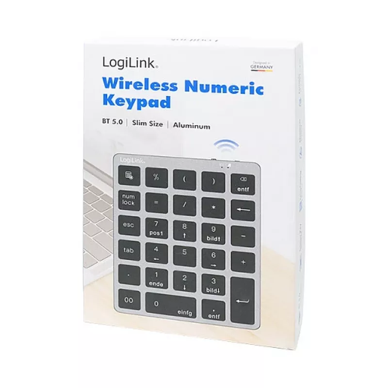 LogiLink ID0212 langaton numeronäppäimistö, 28 näppäintä, Bluetooth 5.0, Space Grey