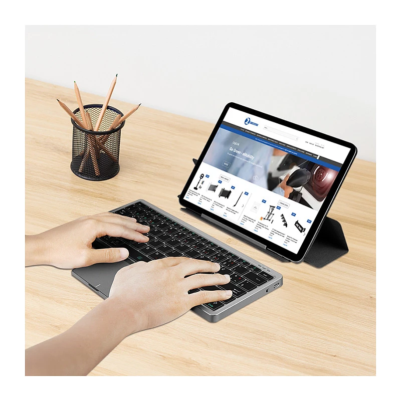 LOGILINK ID0214 langaton näppäimistö kosketuslevyllä, Bluetooth 5.1, 3-kanava, harmaa