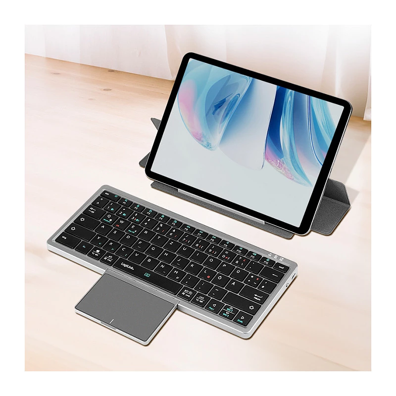 LOGILINK ID0214 langaton näppäimistö kosketuslevyllä, Bluetooth 5.1, 3-kanava, harmaa