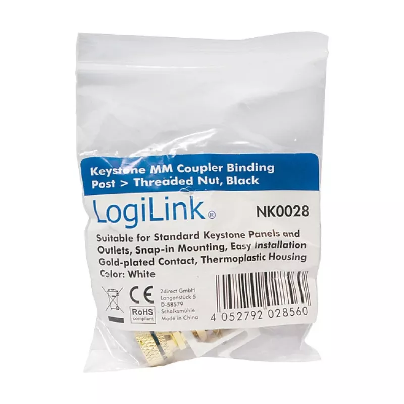LogiLink Keystone-liitäntämoduuli kierteisellä mutterilla, musta