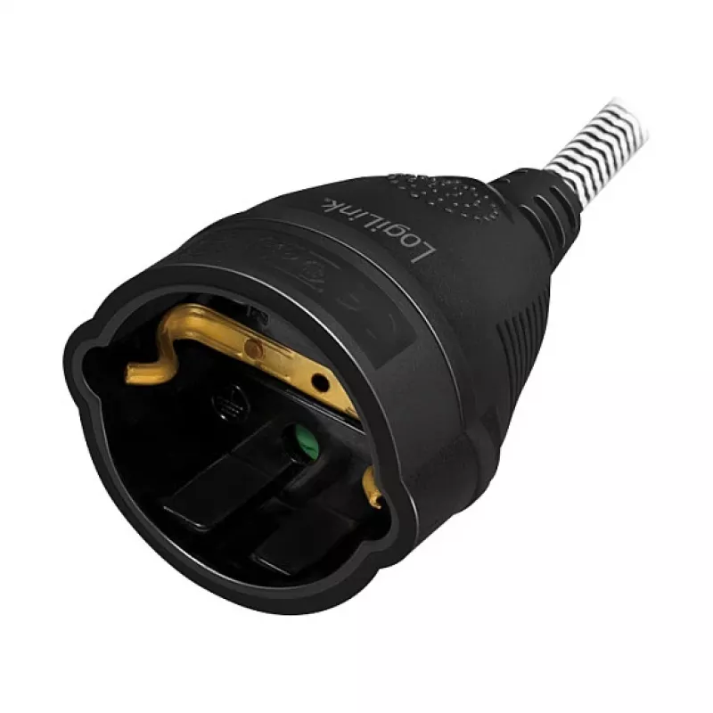LogiLink LPS104 jatkojohto, CEE 7/7 - CEE 7/3, tekstiilipäällyste, musta/harmaa, 3 m