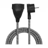 LogiLink LPS104 jatkojohto, CEE 7/7 - CEE 7/3, tekstiilipäällyste, musta/harmaa, 3 m