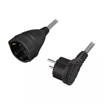LogiLink LPS104 jatkojohto, CEE 7/7 - CEE 7/3, tekstiilipäällyste, musta/harmaa, 3 m