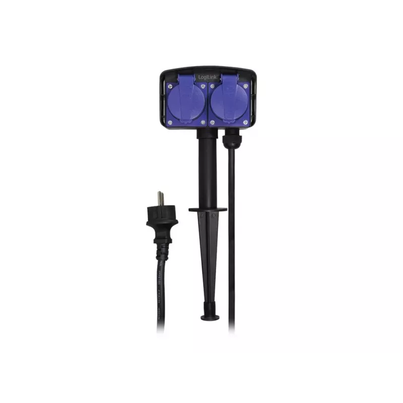 Logilink LPS214 pistorasialista, 2 suojakosketinpistorasiaa, IP44, maapiikki, 2m kaapeli