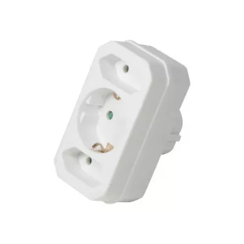 LogiLink LPS221 Schuko 2x Euro + 1x suojakosketinpistorasia -adapteri, valkoinen, 16 A, 250 V, 3680 W, lapsilukko