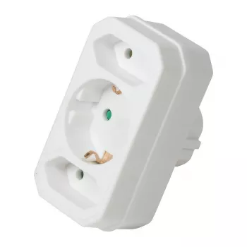 LogiLink LPS221 Schuko 2x Euro + 1x suojakosketinpistorasia -adapteri, valkoinen, 16 A, 250 V, 3680 W, lapsilukko