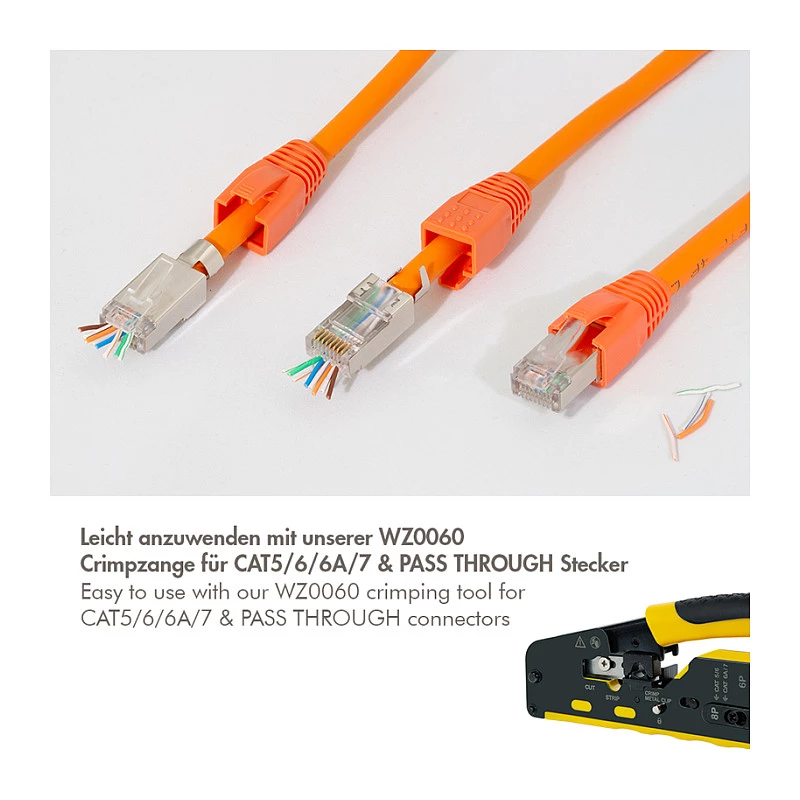 LogiLink modulaarinen liitin RJ45 Cat.6A STP Pass Through, 10 kpl:n pakkaus