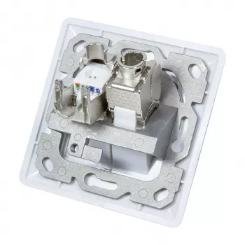 LogiLink NK4020 Keystone seinäliitäntärasia, uppoasennus, 2 moduulia, signaalivalkoinen