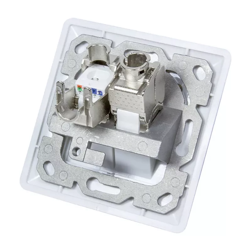 LogiLink NK4020 Keystone seinäliitäntärasia, uppoasennus, 2 moduulia, signaalivalkoinen