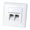 LogiLink NK4020 Keystone seinäliitäntärasia, uppoasennus, 2 moduulia, signaalivalkoinen