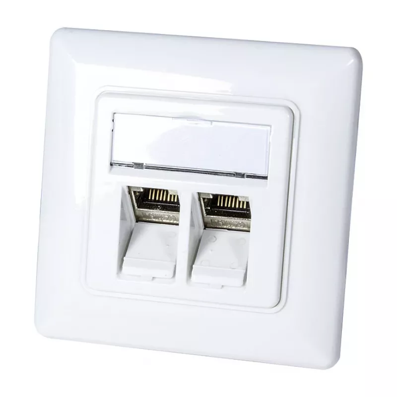 LogiLink NK4020 Keystone seinäliitäntärasia, uppoasennus, 2 moduulia, signaalivalkoinen
