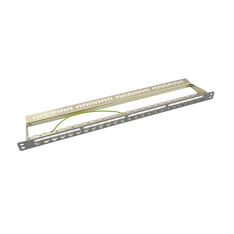 LogiLink NK4039 Keystone patch-paneeli, 24 porttia, 0,5HE, suojattu, harmaa - 19 tuuman rack-asennus