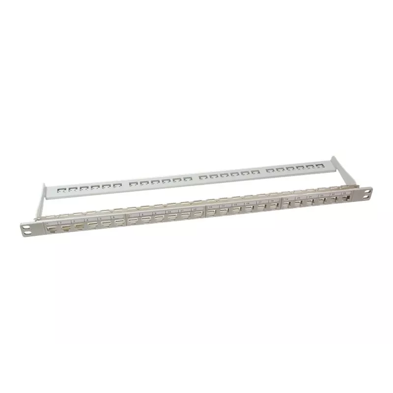 LogiLink NK4039 Keystone patch-paneeli, 24 porttia, 0,5HE, suojattu, harmaa - 19 tuuman rack-asennus