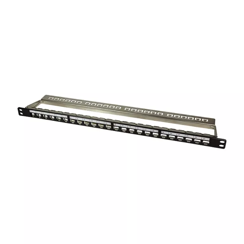 LogiLink NK4040 24-porttinen suojattu Keystone-patch-paneeli, 0,5U, musta