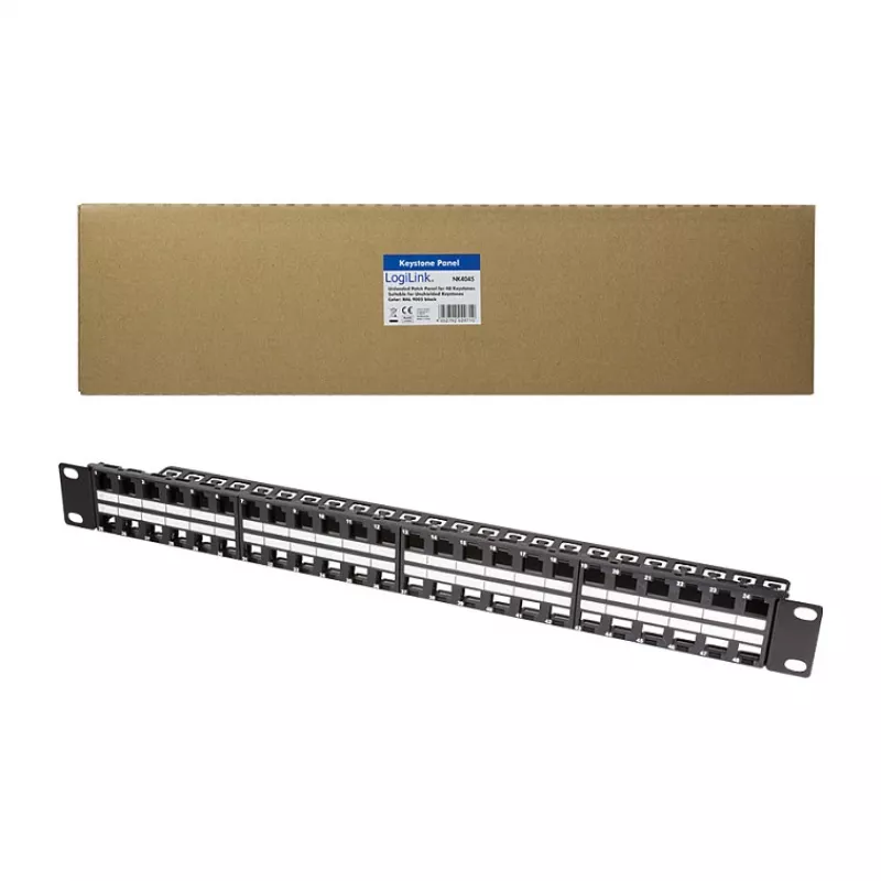 LogiLink NK4045 Keystone-patch-paneeli 1U 48 porttia suojaamaton musta