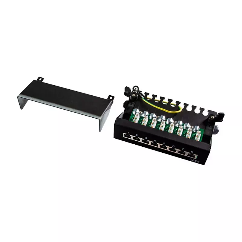 LogiLink NP0017B patch-paneeli – 8 porttia Cat6 STP, seinä-/pöytäasennus, musta