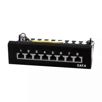 LogiLink NP0017B patch-paneeli – 8 porttia Cat6 STP, seinä-/pöytäasennus, musta