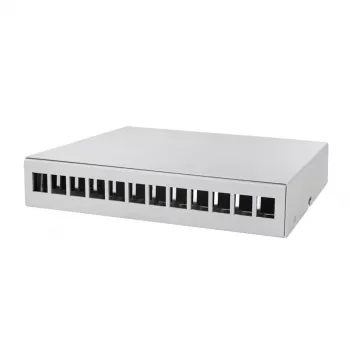 LOGILINK NP0094 Consolidation Point -kotelo 12-porttinen, pöytä-/seinä-/DIN-kiskoasennus, vaaleanharmaa