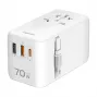 LOGILINK PA0357 USB-A/C matkalaturi, 70 W GaN, 4-porttinen, 2x USB-A (QC), 2x USB-C (PD), ohut, valkoinen