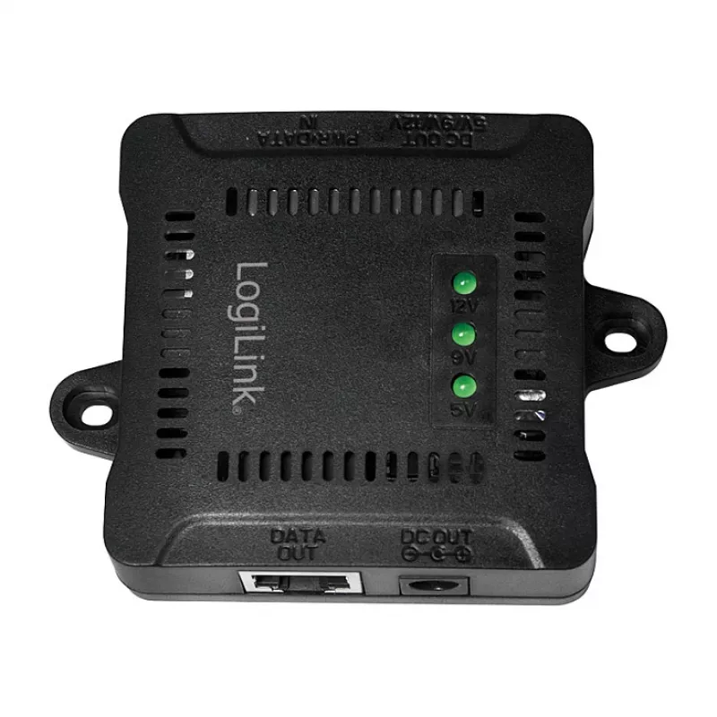 LogiLink POE005 PoE-jakaja, 1 portti Gigabit, enintään 24 W, IEEE 802.3af/at, musta