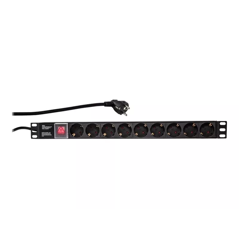 LogiLink virtajakoyksikkö (rack-asennettava) - AC 250 V - 3500 W - tulo: CEE 7/7 - lähdöt: 9 (virta)