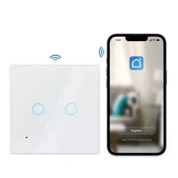 Logilink SH0112 WiFi Smart EU -valokytkin, 2-osainen, valkoinen, Tuya-yhteensopiva