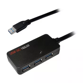 LOGILINK UA0262 USB 3.0 aktiivinen jatkokaapeli, USB-A uros 4x USB-A naaras, 10m, musta
