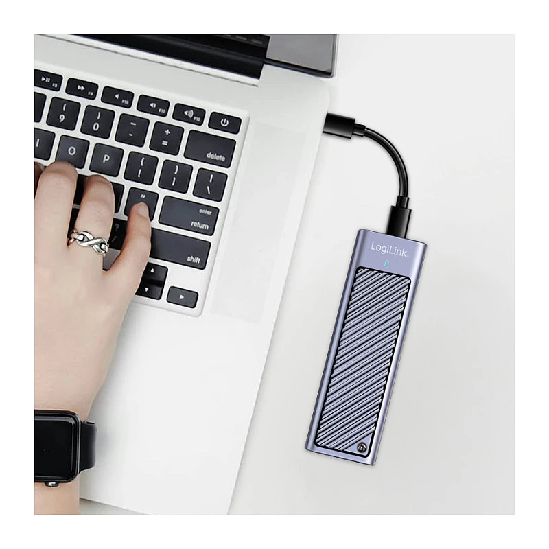 LogiLink UA0435 USB 3.2 Gen 2x2 SSD-kotelo, M.2 NVMe/SATA, USB-C, 20 Gbps, harmaa