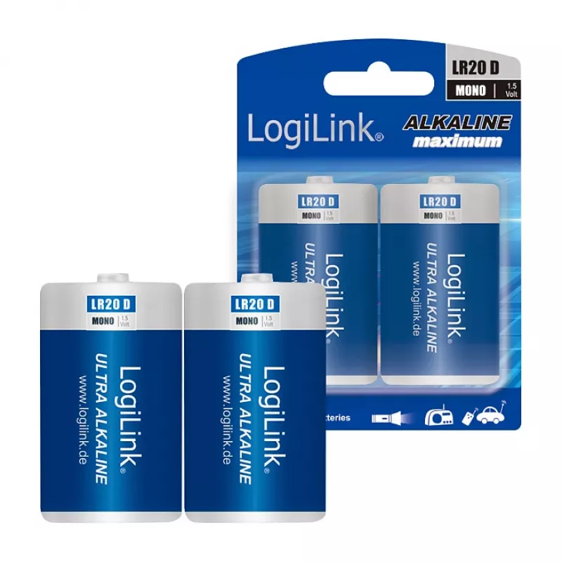 LogiLink Ultra Power alkaliparisto D LR20 2 kpl:n pakkaus blister