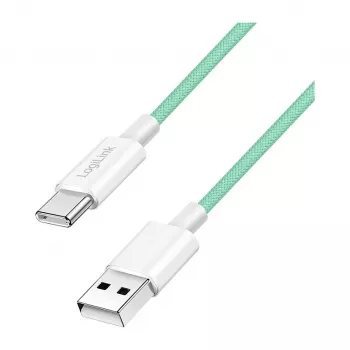LogiLink USB 2.0 Type-C kaapeli, A/M C/M, 480 Mbit/s, 60 W, nylon, vihreä, 0,5 m