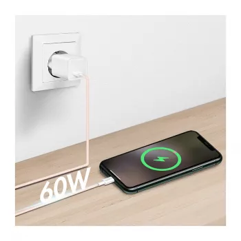 LogiLink USB 2.0 Type-C -kaapeli, A/M - C/M, 480 Mbps, 60W, nailon, pinkki, 0,5 m