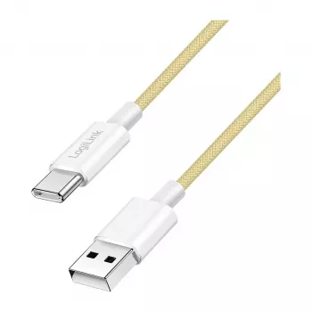 LogiLink USB 2.0 Type-C kaapeli, A/M - C/M, 480 Mbps, 60W, nylon, keltainen, 0,5 m