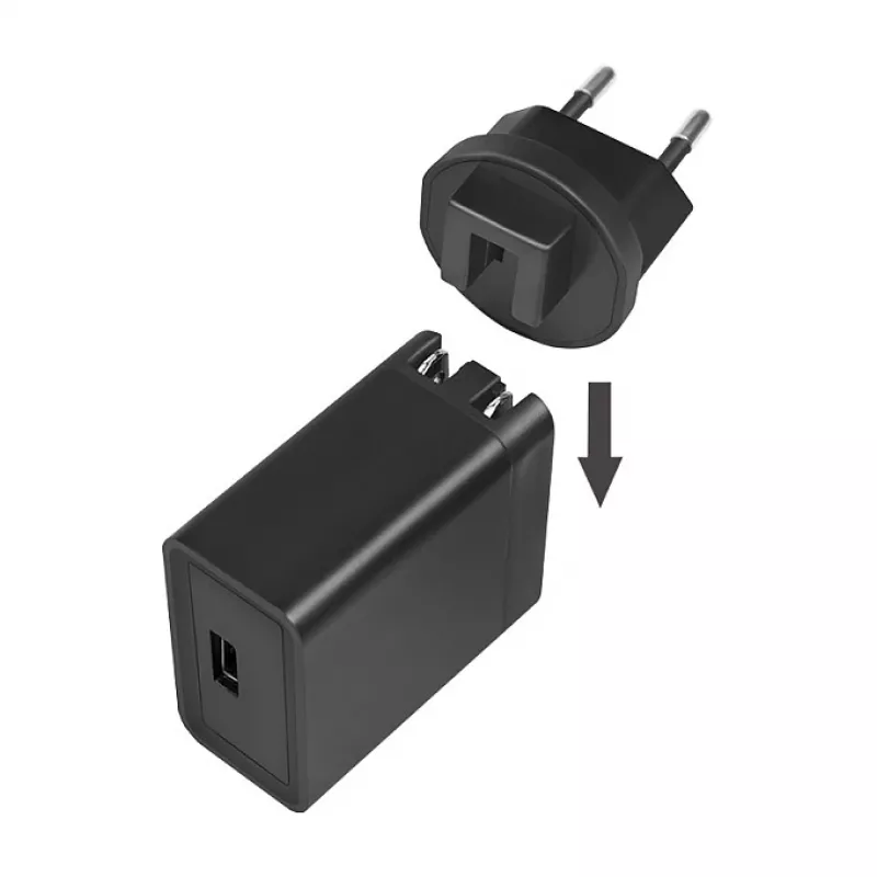 Logilink USB-A matkalaturi, 18 W, GaN, 1-portti, 1x USB-A (QC), musta